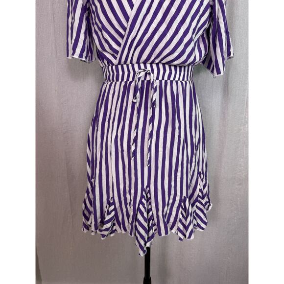 Pretty Garden Womens Dress size Small Mini Purple Striped Beach Boho E106 - Picture 3 of 12
